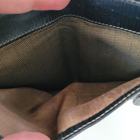 Fendi Vintage Pequin Wallet Canvas Leather Wallet Black Purse Bifold Compact - Picture 8 of 16